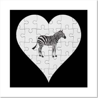 Jigsaw  Zebra Heart Design - Wild Animal Zebra Posters and Art